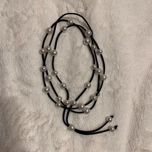 Black Suede Pearl Necklace